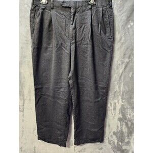 Christian Dior Dress Pants Mens 35x27 Wool Pleated Cuffed Straight Leg